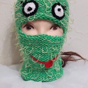 Handmade Frog Balaclava Knit Ski Mask